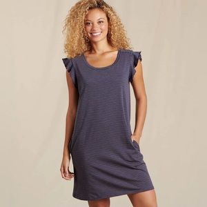 NWT Rufflita Short Sleeve Dress Size Large& Medium Navy Stripes